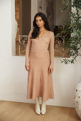 Flourishing Love Midikleid Braun