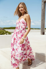 Herzausschnitt Neckholder Maxikleid Pink