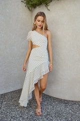 Paradise Found One-Shoulder-Maxikleid Creme