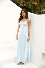 Maxikleid aus Satin „Leicht wie eine Feder“, Blau