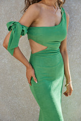 Luscious Fields One-Shoulder-Maxikleid Grün