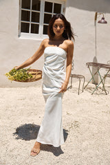 Hidden Oasis Leinen Strapless Top Weiß