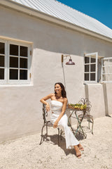 Hidden Oasis Leinen Strapless Top Weiß