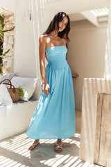 On the Shores trägerloses Maxikleid Blau