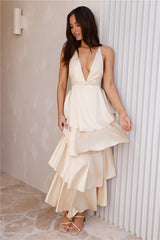 Golden Age Satin Maxikleid Gelb