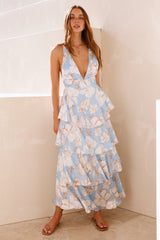 Maxikleid Ocean Trails Satin Blau