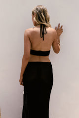 Monaco Sun Strick Maxikleid mit Neckholder in Schwarz