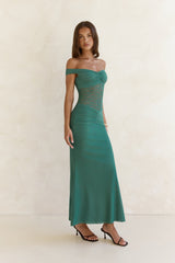 Always Dreaming Spitzen Off-Shoulder Maxikleid Petrol