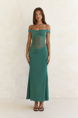 Always Dreaming Spitzen Off-Shoulder Maxikleid Petrol