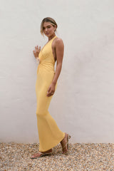 Maxikleid "Meadow Daze" mit Neckholder – Pfirsich