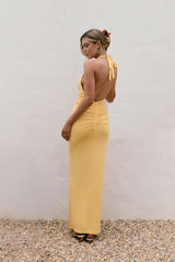 Maxikleid "Meadow Daze" mit Neckholder – Pfirsich