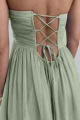 Unforgettable Style Trägerloses Maxikleid Salbeigrün