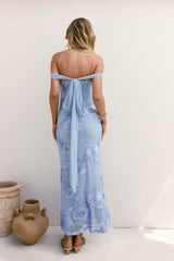 Day After Day schulterfreies Maxikleid Blau