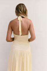 Dancing Skies Mesh Neckholder Maxikleid Gelb