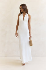 Chic By Day Neckholder Maxikleid Weiß