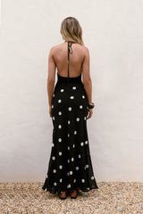 Dancing Stars Polka Dot Neckholder Maxikleid Schwarz