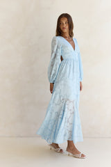 Time Floats By Maxi-Kleid mit langen Ärmeln Blau