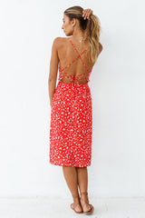 Warten auf den Frühling Midi-Kleid Rot