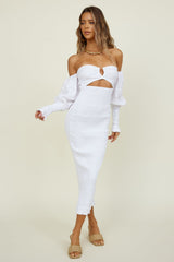 SEVEN WONDERS Luciano Shirred Midikleid Weiß