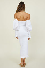 SEVEN WONDERS Luciano Shirred Midikleid Weiß
