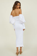 SEVEN WONDERS Luciano Shirred Midikleid Weiß