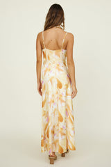 Tropisches Palmen-Maxikleid Gelb