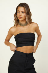 In Hindsight Crop Top Schwarz