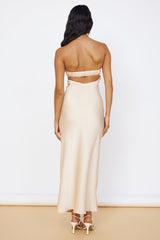 Satinmaxikleid Beige "Start of Something New"