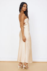 Satinmaxikleid Beige "Start of Something New"