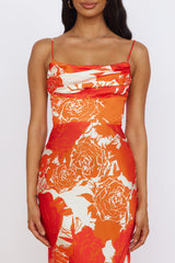 Frühlingsblüten Maxikleid Orange