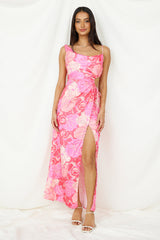Erdbeer-Sonnenuntergang Maxikleid Pink