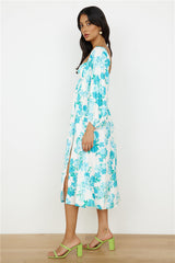 Sweet Epiphany Midikleid Blau geblümt
