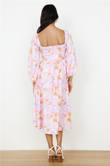 Sunset Blooms Midikleid Flieder