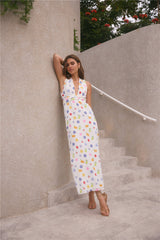 FORTUNATE ONE Marici Maxikleid Santorini-Druck