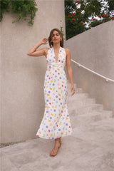 FORTUNATE ONE Marici Maxikleid Santorini-Print