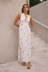 FORTUNATE ONE Marici Maxikleid Santorini-Print