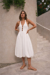 High Tide Neckholder-Midikleid Weiß