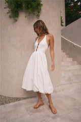 High Tide Neckholder-Midikleid Weiß