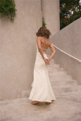Rosetta Maxikleid mit Neckholder, Creme