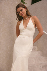 Rosetta Maxikleid mit Neckholder, Creme