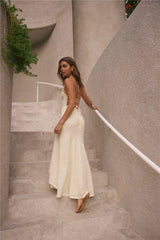 Rosetta Maxikleid mit Neckholder, Creme