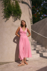 Sonntagsbrunch-Maxikleid Pink