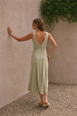 Weiches Maxikleid in Salbeigrün