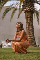 FORTUNATE ONE Florence Satinkleid Maxi Orange