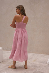 Pure Satisfaction One-Shoulder-Maxikleid Rosa