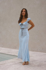 Selene Satin-Maxikleid Blau