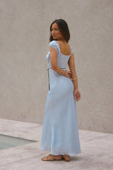 Selene Satin-Maxikleid Blau