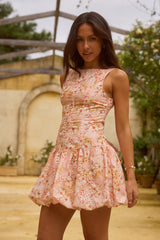 Himmlisches Drift-Blumen-Minikleid Pink