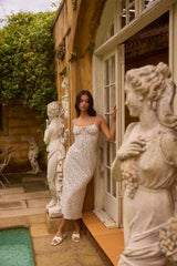 Sweet Serenity geblümtes Midikleid Creme