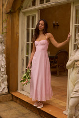 Maxikleid „Blüten im Wind“ in Rosa